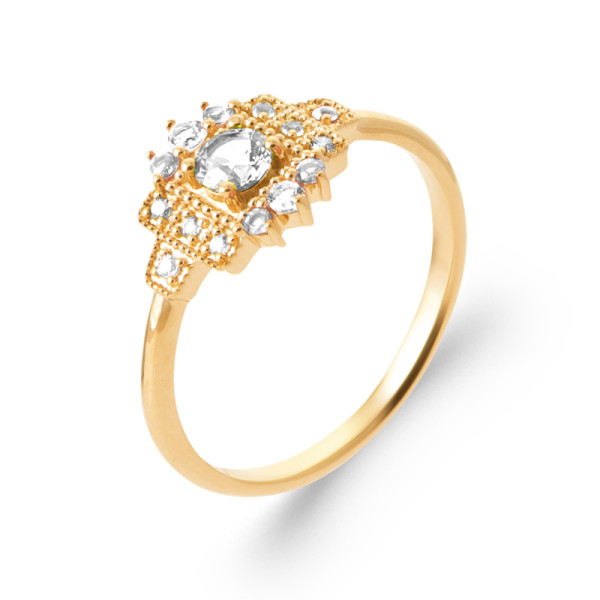 Bague plaqué Or 750 oxyde(s) de zirconium 