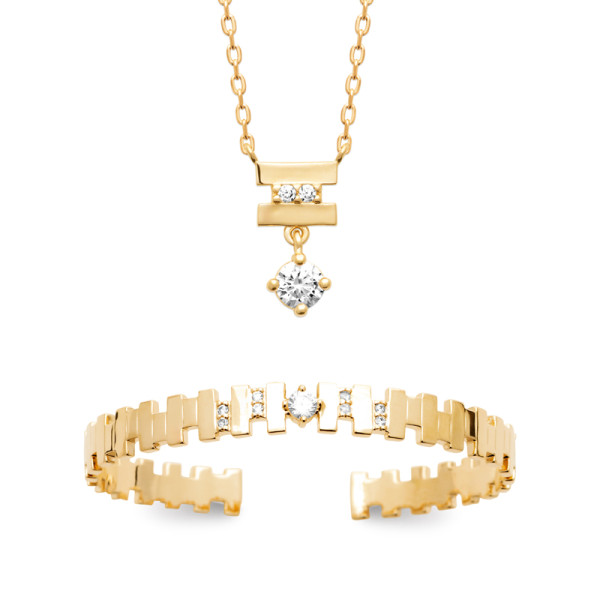 Collier plaqué Or 750 oxyde(s) de zirconium 