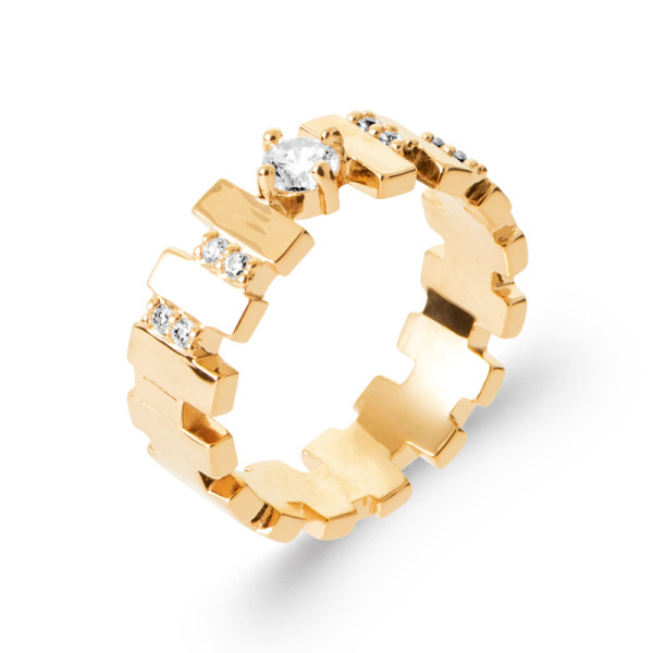 Bague plaqué Or 750 oxyde(s) de zirconium 