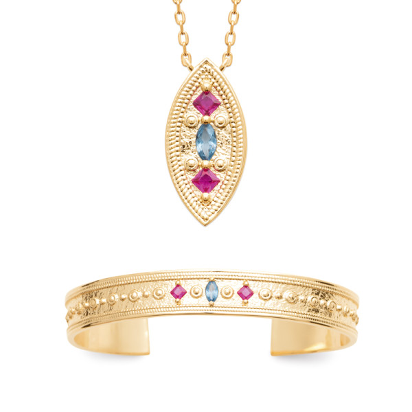 Collier plaqué Or 750 pierre(s) synthétique(s)