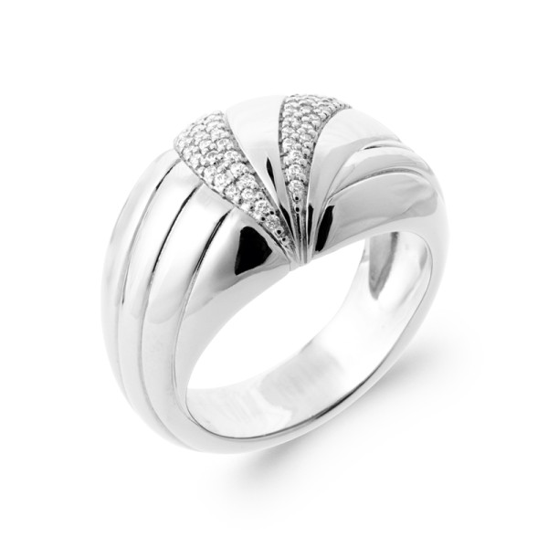 Bague argent 925 rhodié oxyde(s) de zirconium 