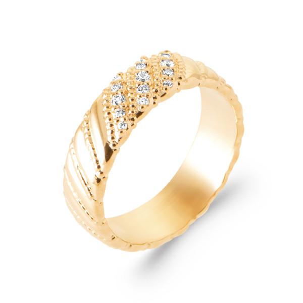 Bague plaqué Or 750 oxyde(s) de zirconium 