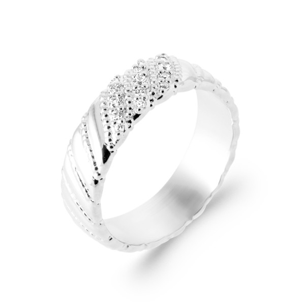 Bague argent 925 rhodié oxyde(s) de zirconium 