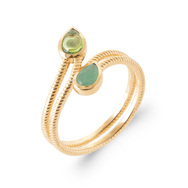 Bague plaqué Or 750 aventurine