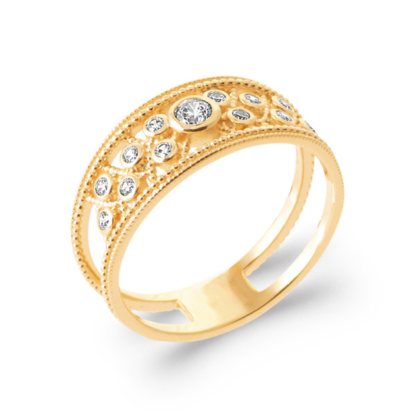 Bague plaqué Or 750 oxyde(s) de zirconium 