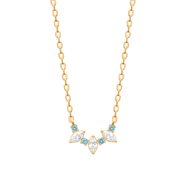 Collier plaqué Or 750 oxyde(s) de zirconium pierre(s) synthétique(s)