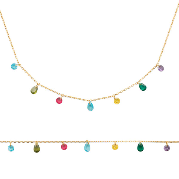 Collier plaqué Or 750 pierre(s) synthétique(s)