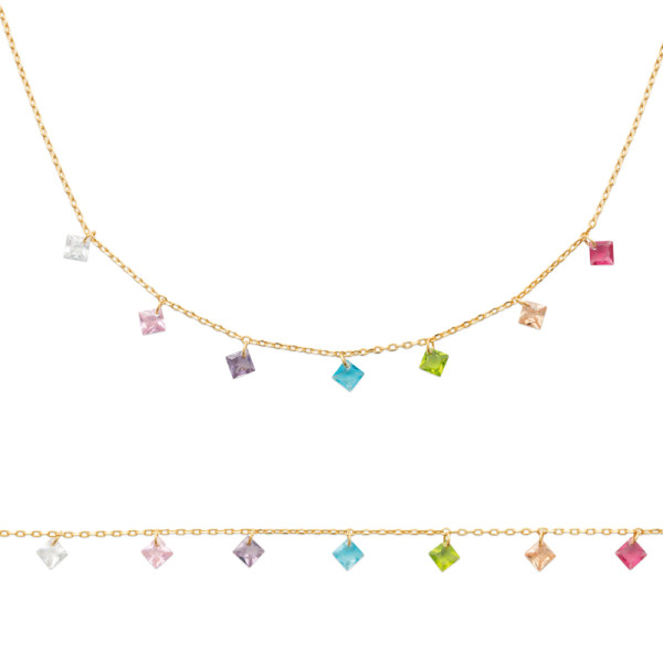 Collier plaqué Or 750 pierre(s) synthétique(s)