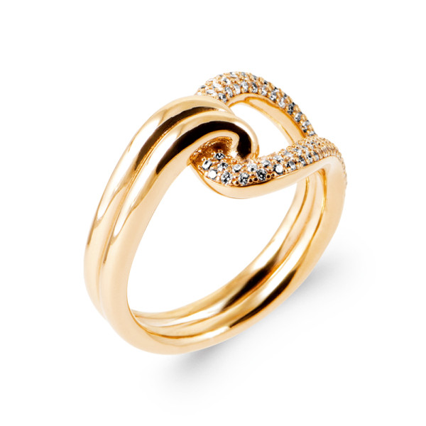 Bague plaqué Or 750 oxyde(s) de zirconium 