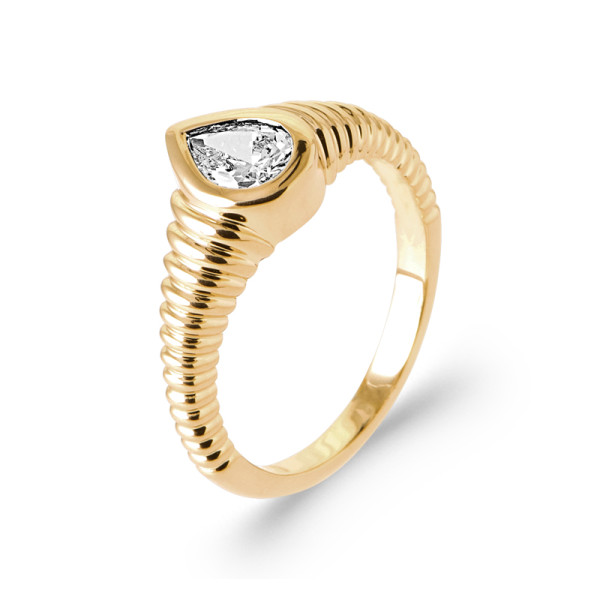 Bague plaqué Or 750 oxyde(s) de zirconium 