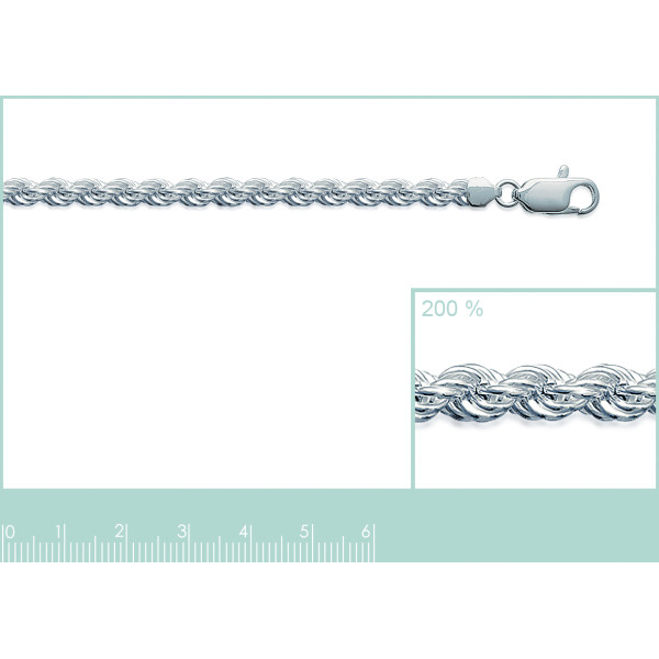 Collier en argent rhodié à maille corde torsadée, 45 cm de pure élégance Collier en argent rhodié à maille corde torsadée, 45 cm de pure élégance