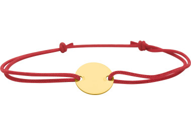 Bracelet cordon rouge motif Or Jaune 375