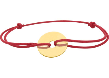 Bracelet cordon rouge motif Or Jaune 375