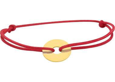 Bracelet cordon rouge motif Or Jaune 375