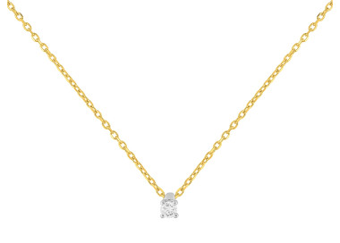Collier souple diamant 0.04ct Or Jaune et Blanc Or 375