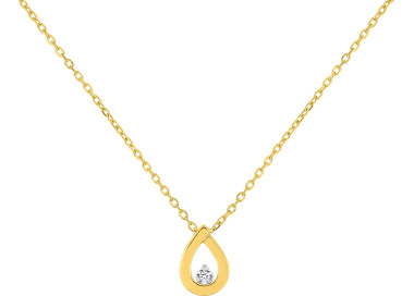 Collier 42cm diamant 0.01 Or Jaune et Blanc Or 375