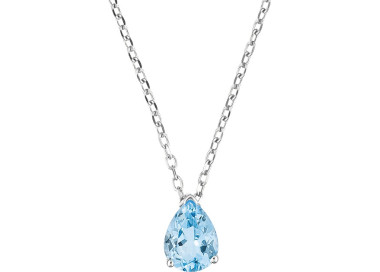 Collier topaze bleue traitée Or Blanc 375