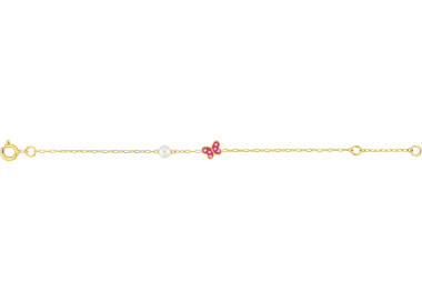 Bracelet bébé perles de culture laqué Or Jaune 375 14cm
