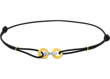 Bracelet cordon oxyde(s) de zirconium Or Jaune 375 rhodiée