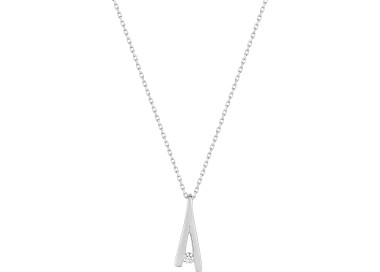 Collier oxyde de zirconium Or Blanc 375