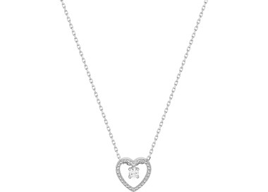 Collier coeur oxyde de zirconium Or Blanc 375