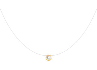 Collier fil nylon oxyde de zirconium Or Jaune 375