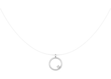 Collier fil nylon oxyde de zirconium Or Blanc 375