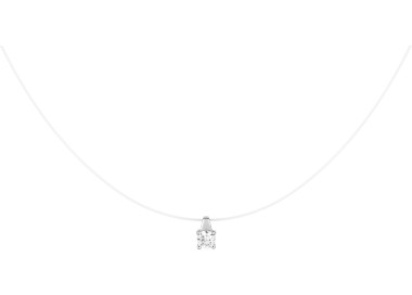Collier fil nylon oxyde de zirconium Or Blanc 375