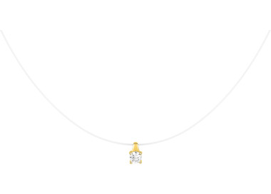 Collier fil nylon oxyde de zirconium Or Jaune 375