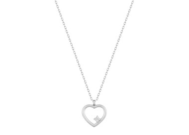 Collier coeur oxyde de zirconium Or Blanc 375