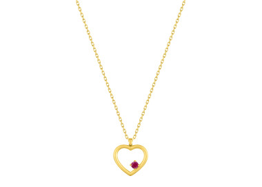 Collier coeur rubis Or Jaune 375