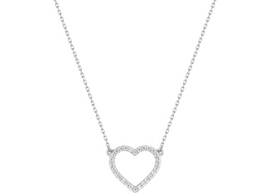 Collier coeur oxydes de zirconium Or Blanc 375
