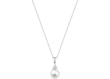 Collier perle de culture d'eau douce oxyde(s) de zirconium Or Blanc 375