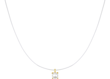 Collier fil nylon perles de culture Or Jaune 375