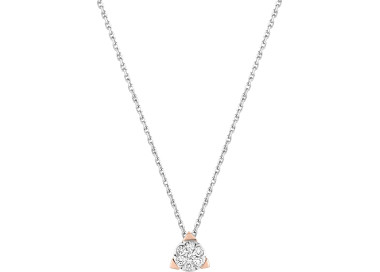 Collier 42cm diamant 0.12ct Or Blanc 750
