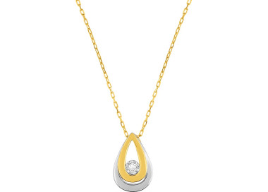 Collier 42cm diamant 0.03 bicolore Or 750