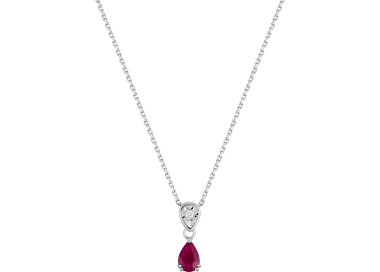 Collier rubis diamant 0.01ct Or Blanc 750