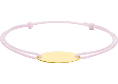 Bracelet indentité cordon .rose Or Jaune 750