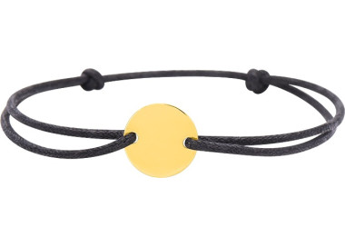 Bracelet cordon noir jeton Or Jaune 750