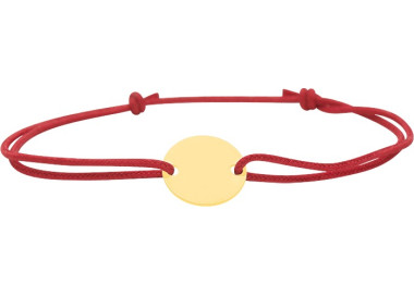 Bracelet cordon rouge jeton Or Jaune 750