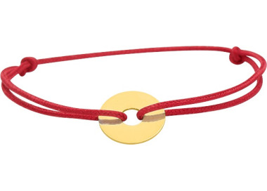 Bracelet cordon rouge motif Or Jaune 750