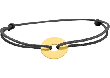 Bracelet cordon noir motif Or Jaune 750