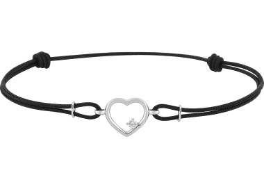 Bracelet cordon oxyde(s) de zirconium Or Blanc 750