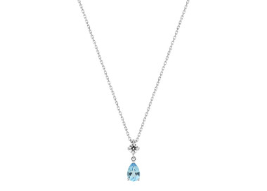 Collier topaze bleue traitée oxyde(s) de zirconium Or Blanc 750
