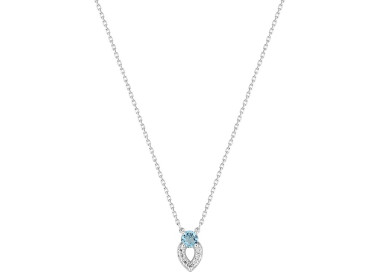 Collier topaze bleue traitée oxyde(s) de zirconium Or Blanc 750