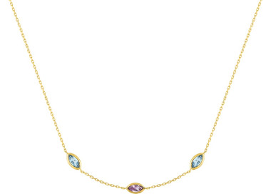 Collier améthyste topaze bleue traitée Or Jaune 750