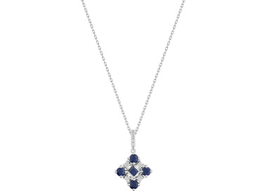 Collier saphir oxyde(s) de zirconium Or Blanc 750