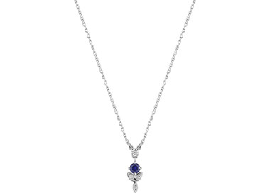 Collier saphir oxyde(s) de zirconium Or Blanc 750