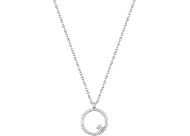 Collier oxyde(s) de zirconium Or Blanc 750