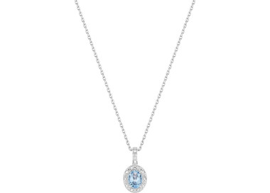 Collier topaze bleue traitée oxyde(s) de zirconium Or Blanc 750